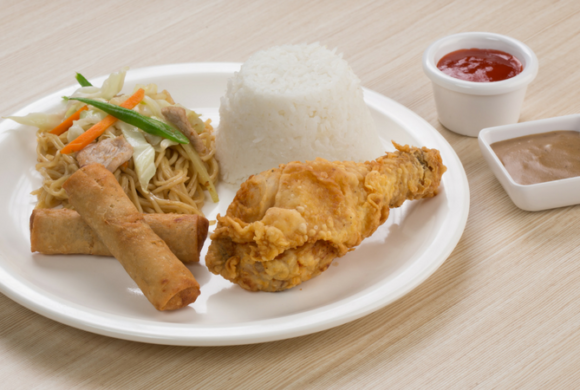 Combo Meal (Chicken, Pancit, Lumpia Shanghai & Rice)
