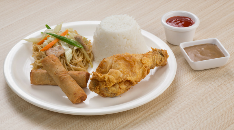Combo Meal (Chicken, Pancit, Lumpia Shanghai & Rice)